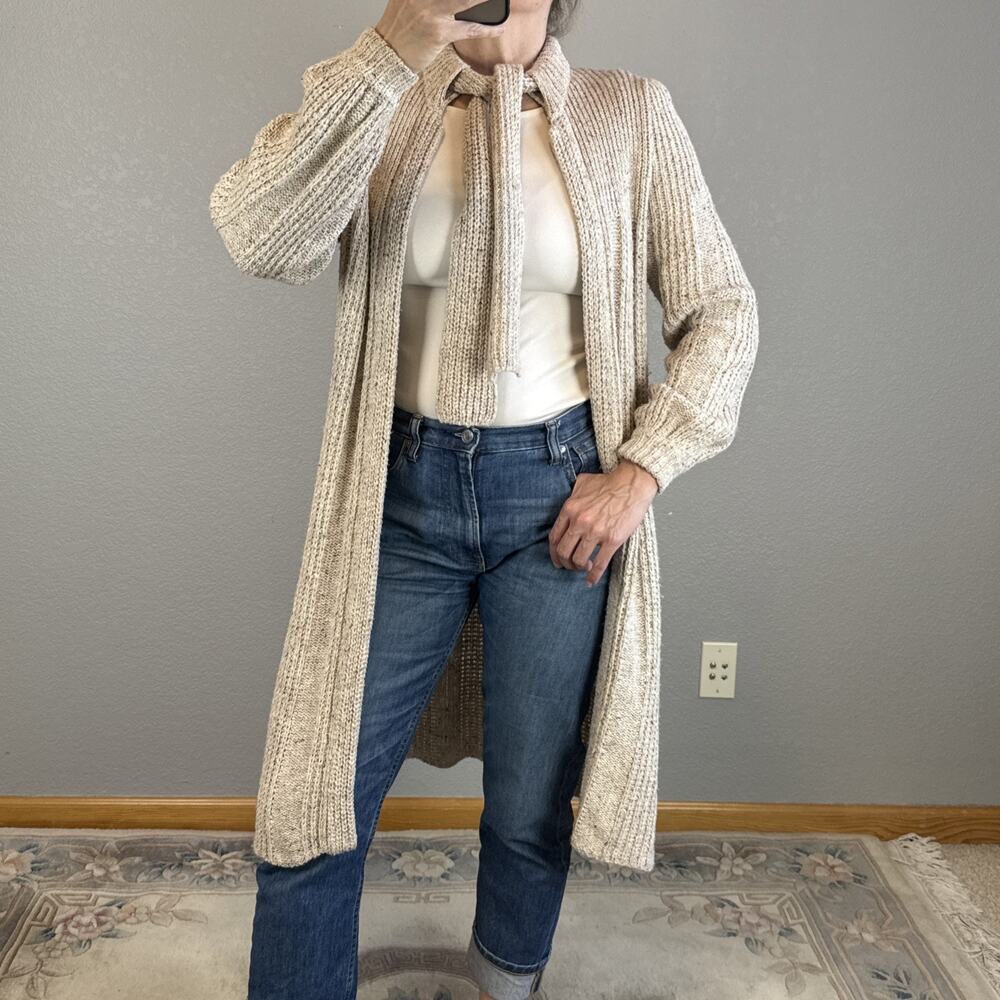 Express Vintage Womens Chunky Ribbed Knit Duster Cardigan Sweater Jacket Size M